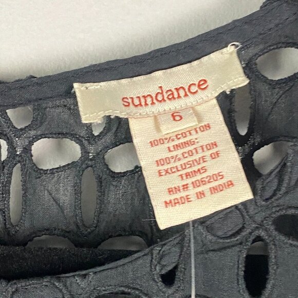 Sundance Catalog Eyelet Essence Black Dress with Lace Insets Size 6 Lined - Picture 4 of 10